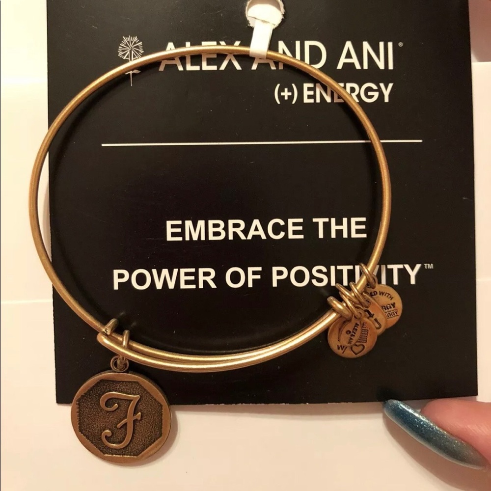 25-5Alex and Ani gold F bangle